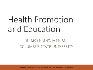 Health Promotion and Education with Community Assessment