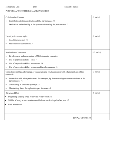 melodrama assessment sheet