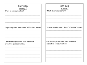 Communication Exit Slip