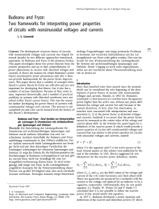 Budeanu and Fryze: Two frameworks for interpreting power properties of circuits with nonsinusoidal voltages and currents