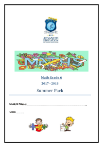 G7 Math Summer Pack