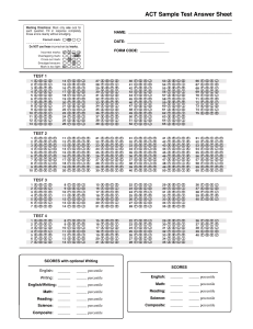 ACT Sample Test Answer Sheet