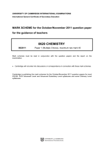 IGCSE Chemistry Mark Scheme: Oct/Nov 2011