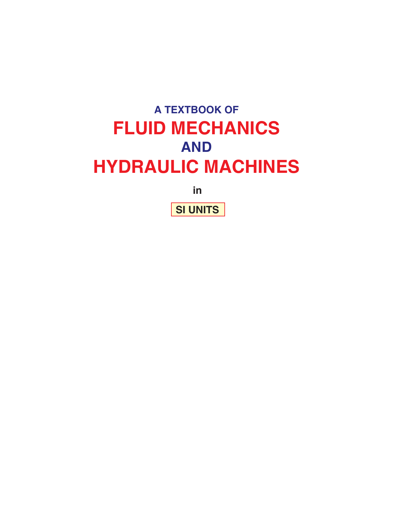 Fluid Mechanics And Hydraulic