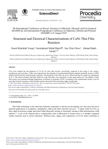 2016-Procedia Chemistry - Structural and Electrical Characterisation of CuNi Thin Film Resistors