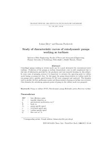 Rotodynamic Pumps as Turbines: Characteristic Curve Study