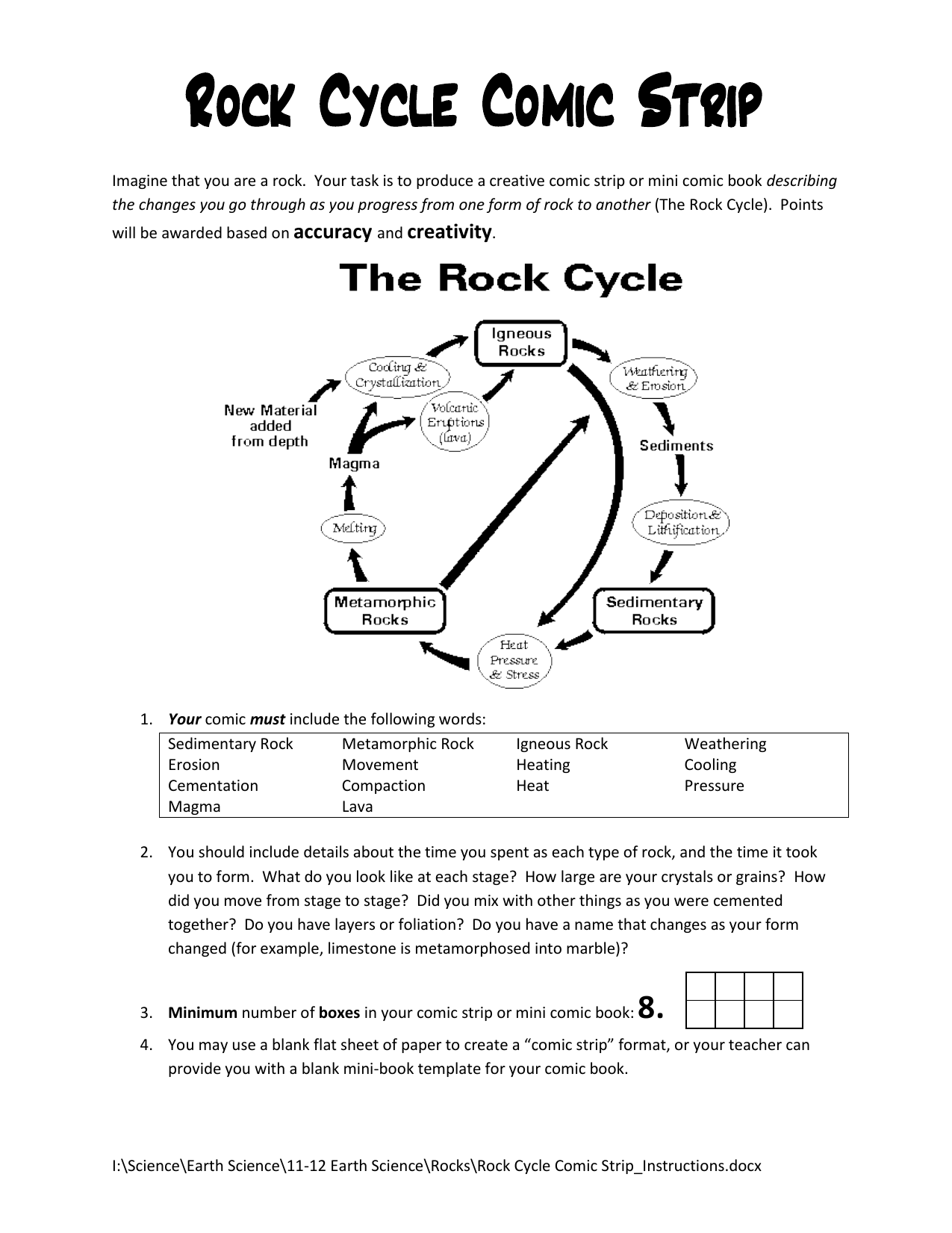 rock cycle comic strip