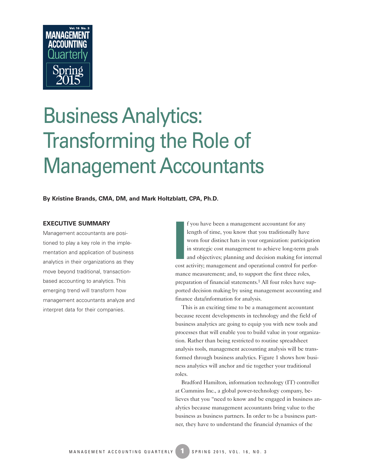 Business Analytics Transforming The Role Of Management Accountants