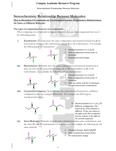 Handout MSB Chemistry StereochemistryRelationshipBetweenMolecules