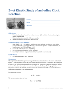 Exp 2--Kinetic Study of and Iodine Clock Reaction