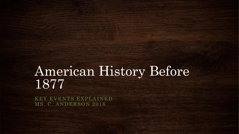 American History Before 1877