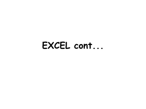 LECTURE 2 -EXCEL cont