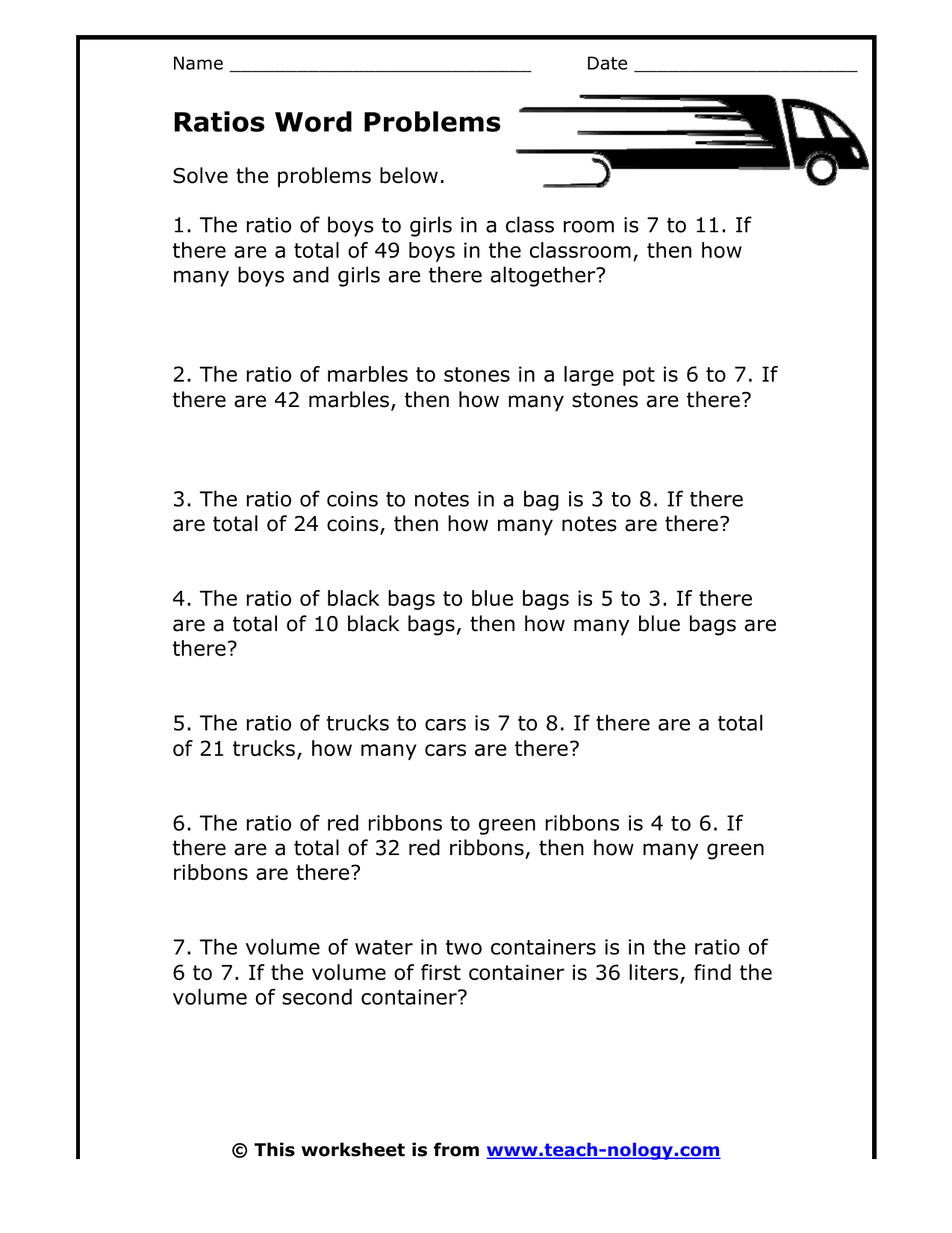how to solve word problem on ratio