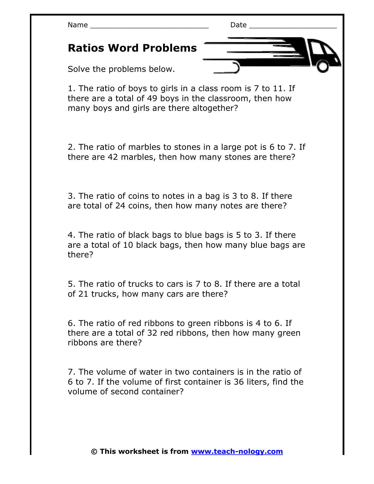 ratio problem solving grade 7