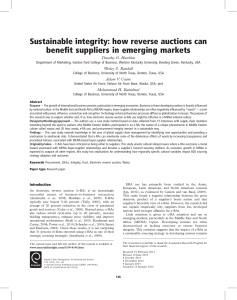 Sustainable integrity- how reverse auctions can benefit suppliers in emerging markets