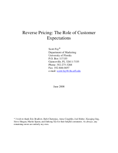 Reverse Pricing- The Role of Customer Expectations