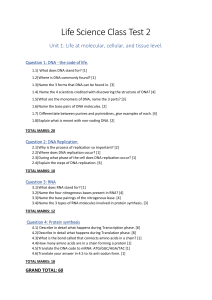 Life Science Class Test 2 2019