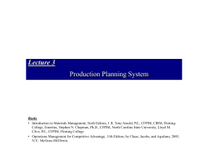 Lecture 3 Production Planning System