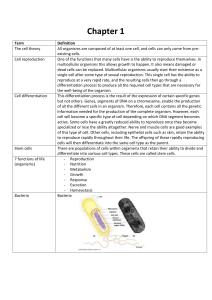 IB Biology SL, Chapter 1 - cell biology 