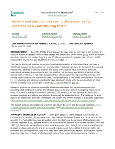 Autism and chronic disease  Little evidence for vaccines as a contributing factor