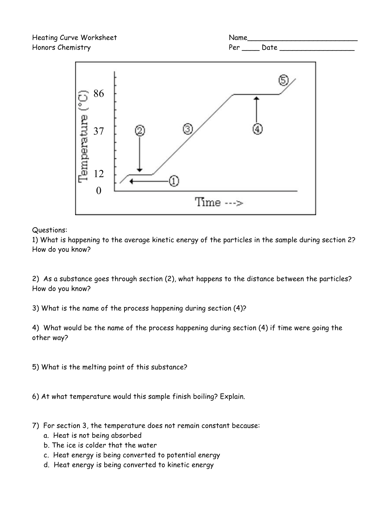 Heating Curve Worksheet 1 