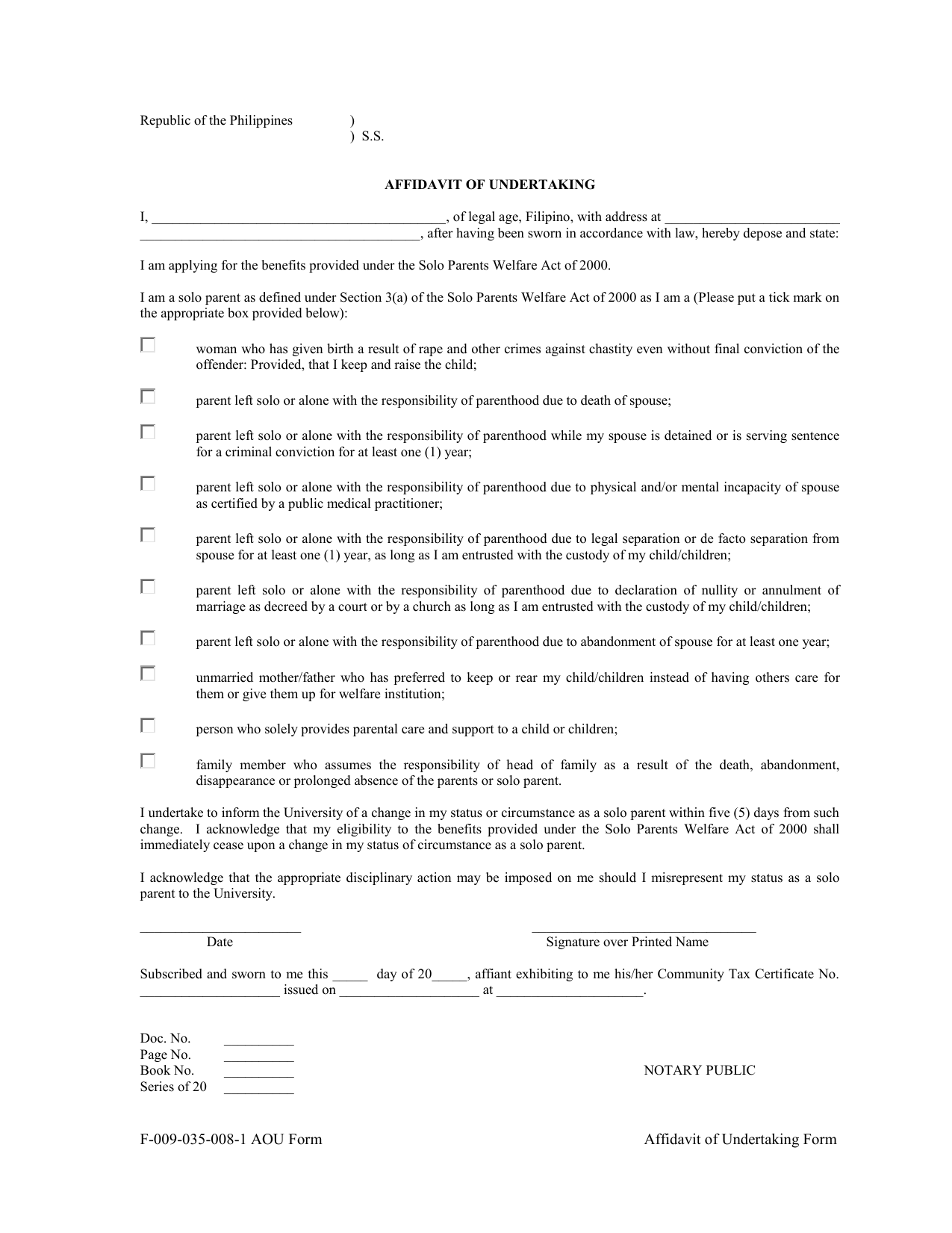 legal-undertaking-template