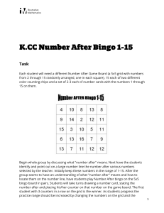 K.CC.A.2 Number After Bingo 1-15