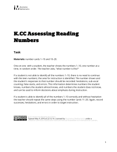 K.CC.A Assessing Reading Numbers