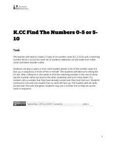 K.CC.A Find The Numbers 0-5 or 5-10