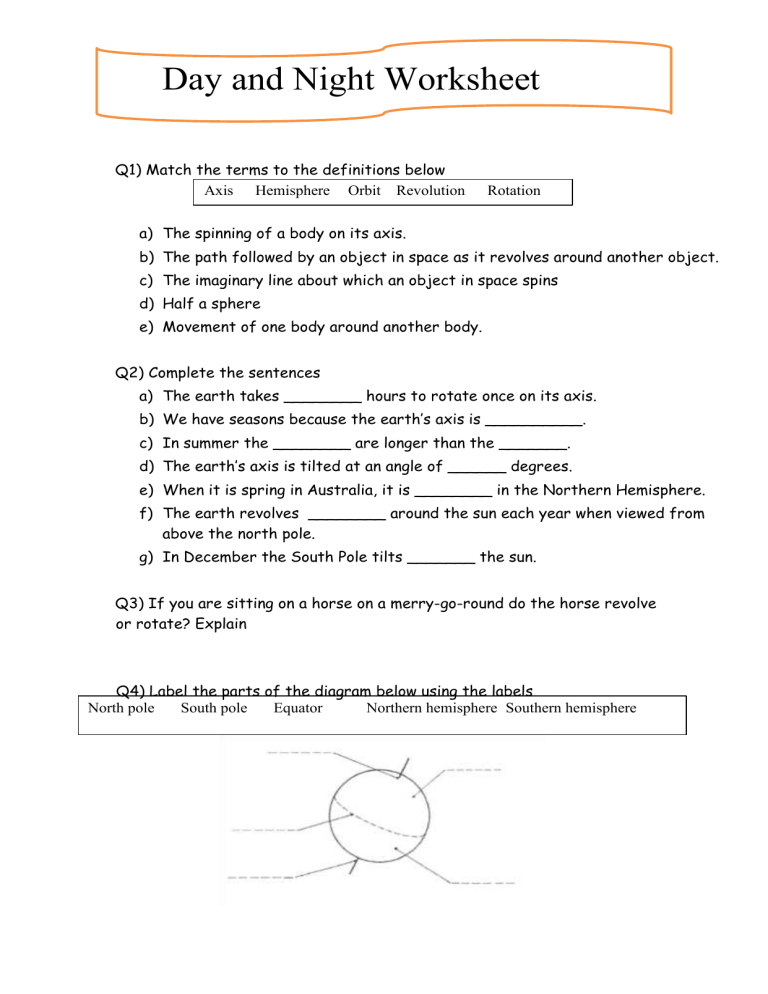 Solar System Review Worksheet