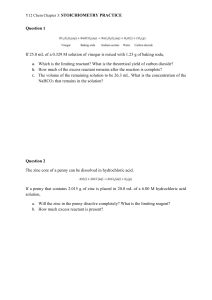 Stoichiometry Calculations Worksheet