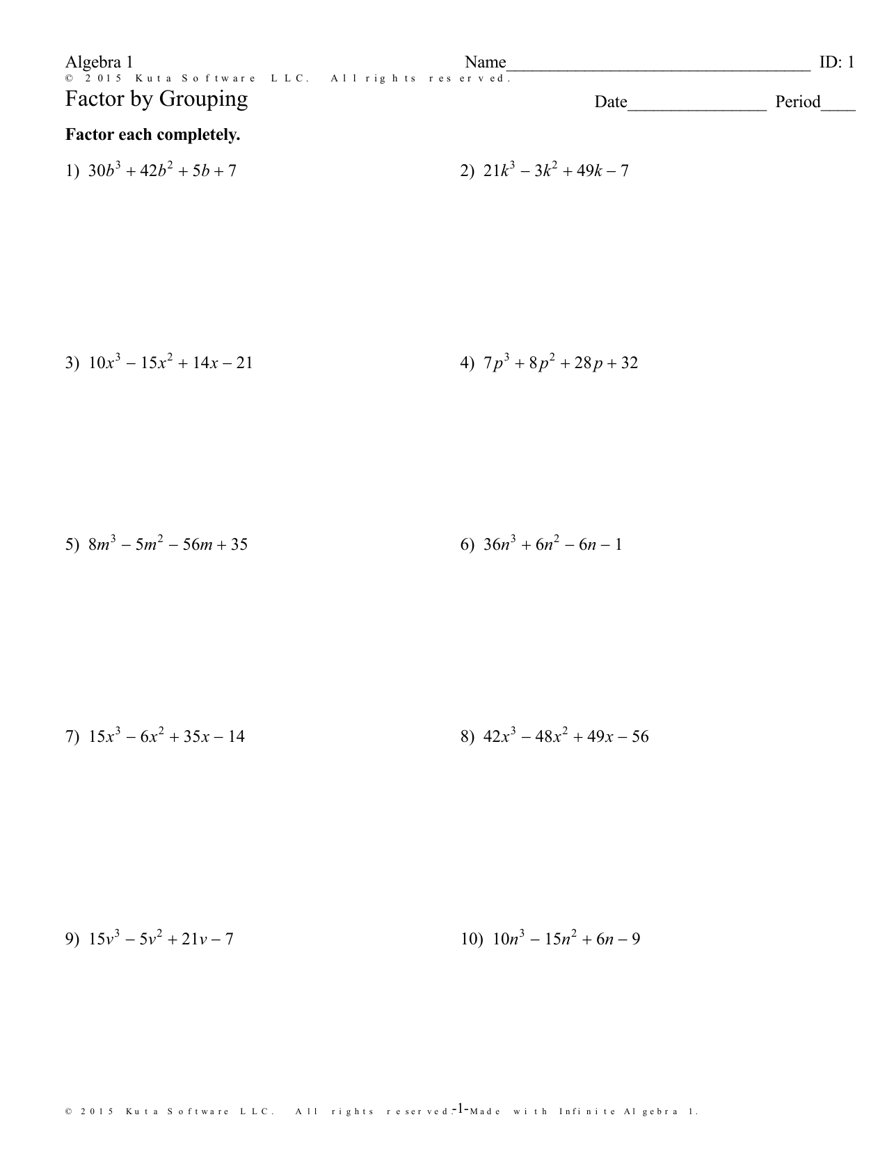 Factor by Grouping.Practice Pertaining To Factoring Polynomials By Grouping Worksheet