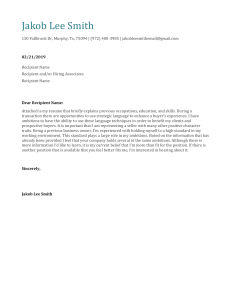 Cover letter and Resume Reciepent