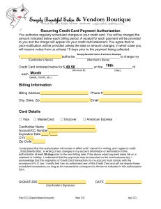 SB Tanning Credit Card Contract