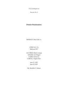 Post Lab Report on Protein Denaturation