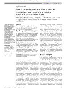 APS, RSA, and Thrombosis Risk: A Case-Control Study