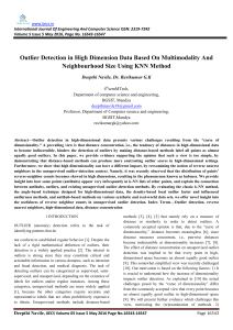 Outlier Detection in High Dimensional Data Based on Multimodality and Neighbourhood size using KNN Method