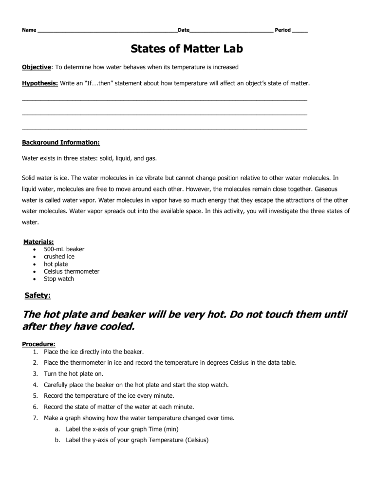States Of Matter Lab