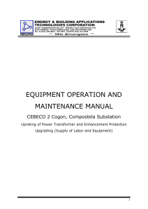 TABLE OF CONTENTS- EQUIPMENT OPERATION