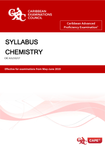 CAPE Chemistry Syllabus with Specimen Papers (2019)