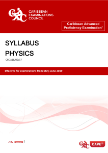 CAPE Physics Syllabus with Specimen Papers (2019)