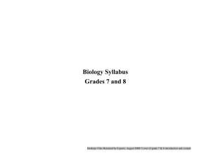 Biology - Syllabus - Grade 8