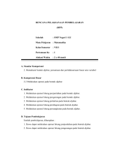 RPP Matematika Kelas 7: Operasi Bentuk Aljabar