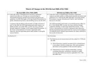 Matrix of Changes clean