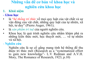 1. Những vấn đề cơ bản về KH & NCKH 2