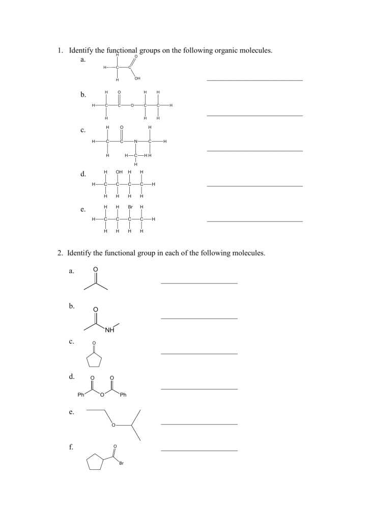 Functional Group Id Worksheet Answers
