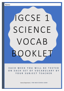 IGCSE 1 Vocabulary booklet