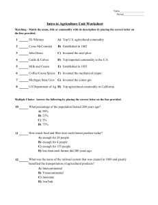Intro to Agriculture Worksheet