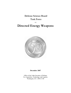 Directed Energy Weapons Report: Defense Science Board