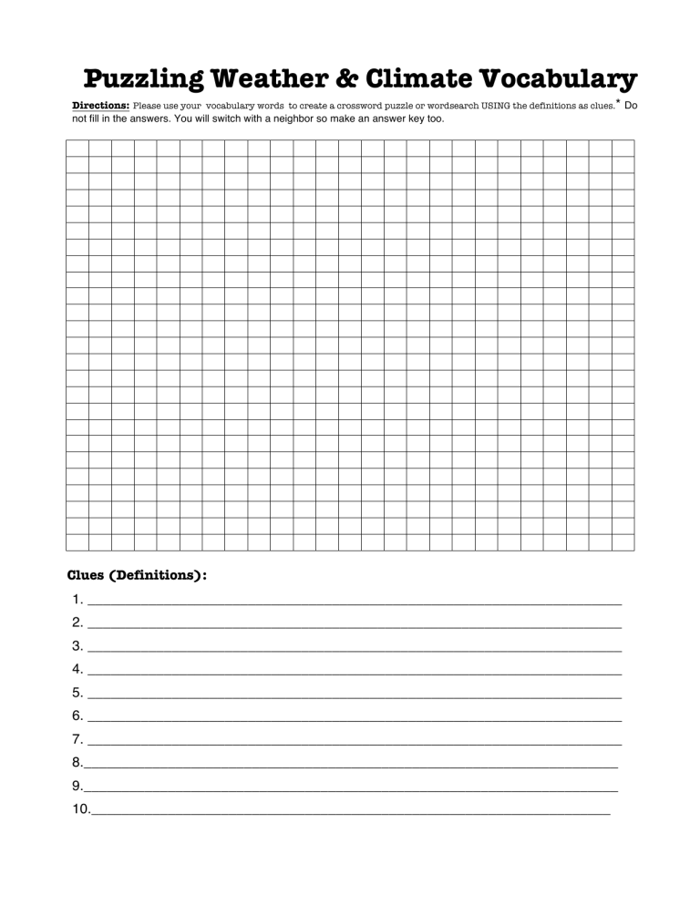 puzzling weather vocabulary